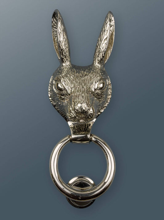 Brass Hare Door Knocker - Nickel Finish - Brass bee
