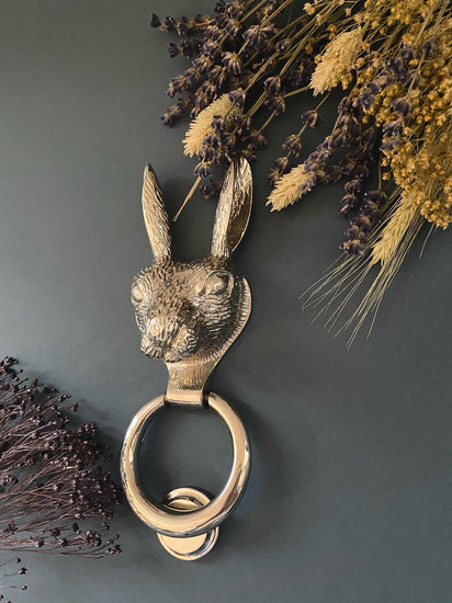 Brass Hare Door Knocker - Nickel Finish - Brass bee