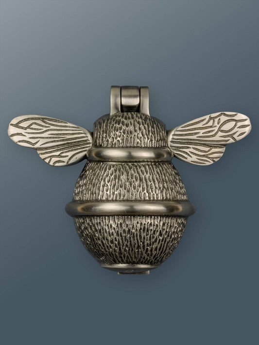 Brass Bumble Bee Door Knocker - Pewter Finish - Brass bee