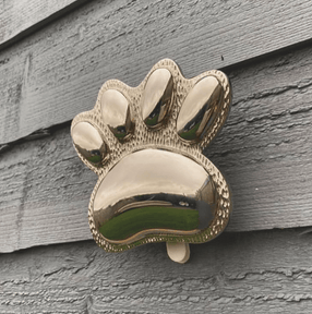 Brass Dog/Cat PAW Door Knocker - Nickel Finish - Brass bee