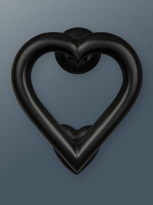 Brass Love Heart Door Knocker - Black Finish - Brass bee