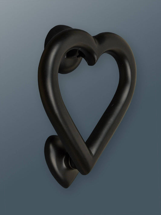 Brass Love Heart Door Knocker - Black Finish - Brass bee