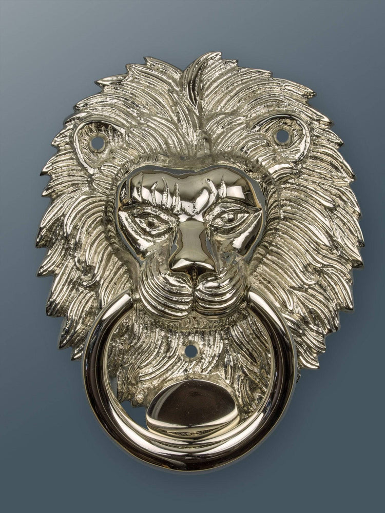 Brass Lion Door Knocker - Nickel Finish - Brass bee