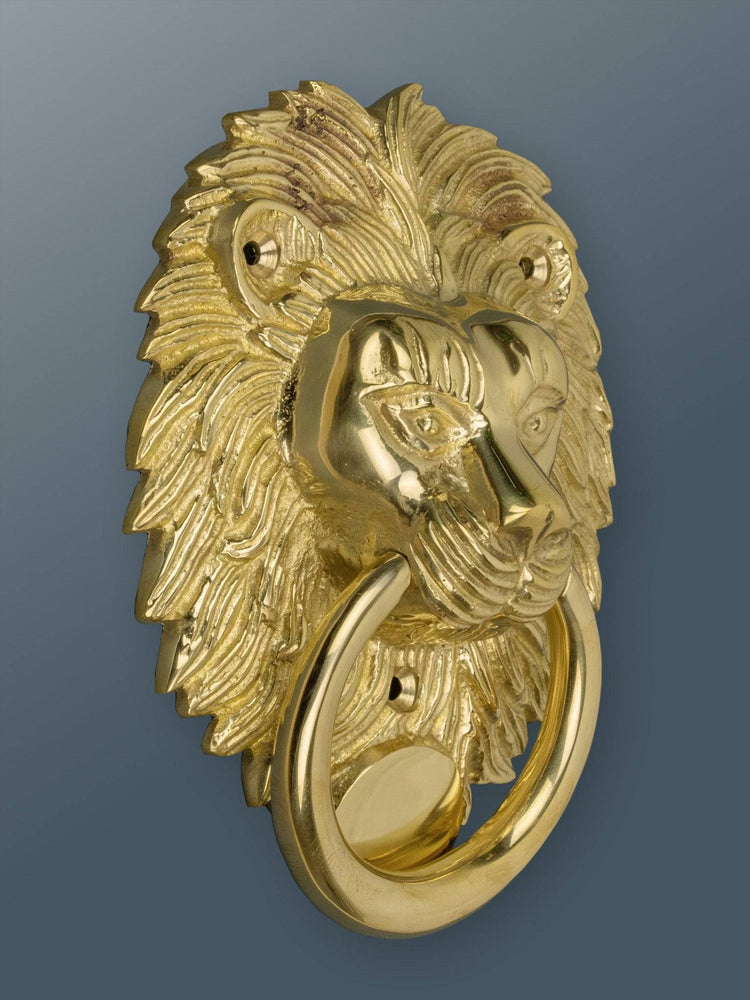 Brass Lion Head Door Knocker - Brass Finish - Brass bee