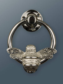 Brass Bumble Bee Ring Door Knocker - Nickel Finish - Brass bee