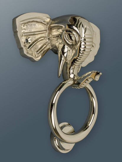 Brass Elephant Door Knocker - Nickel Finish - Brass bee