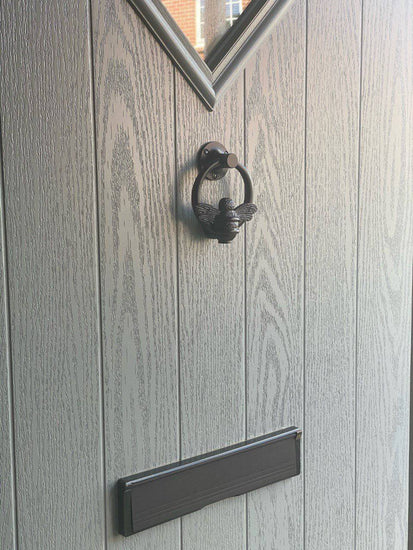 Brass Bumble Bee Ring Door Knocker - Black Finish - Brass bee