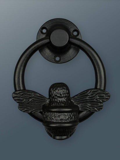 Brass Bumble Bee Ring Door Knocker - Black Finish - Brass bee