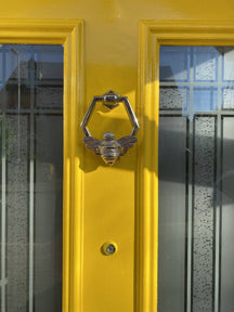 Brass Bumble Bee Honeycomb Door Knocker - Nickel Finish - Brass bee