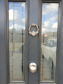 Brass Bumble Bee Honeycomb Door Knocker - Nickel Finish - Brass bee