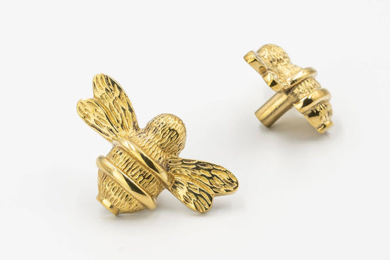 Brass Bee Drawer Cabinet Knob - Brass Gold Finish - Brass bee