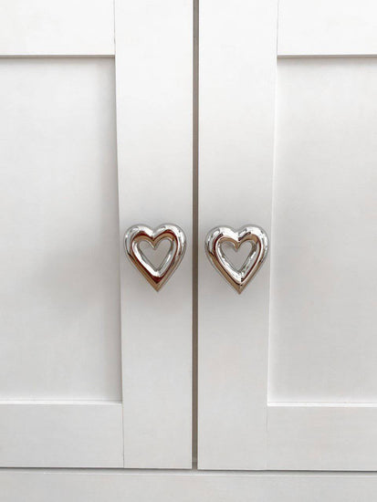 Brass Heart Drawer Cabinet Knob - Nickel Finish - Brass bee