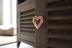 Brass Heart Drawer Cabinet Knob - Rose Gold Finish - Brass bee