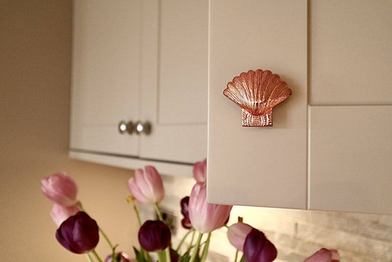 Brass Shell Drawer Cabinet Knob - Rose Gold Finish - Brass bee