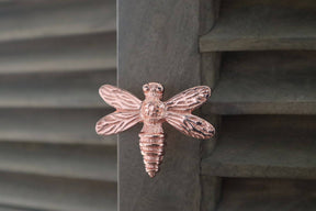 Brass Dragonfly Drawer Knob - Rose Gold Finish - Brass bee
