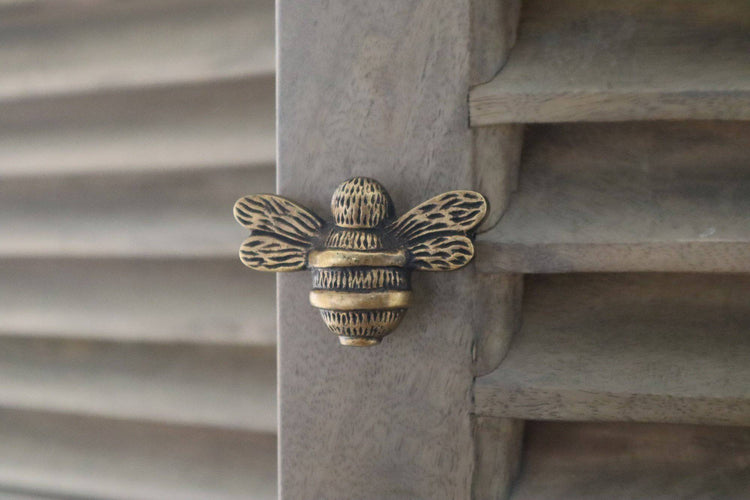 Brass Bee Drawer Cabinet Knob - Heritage Finish - Brass bee