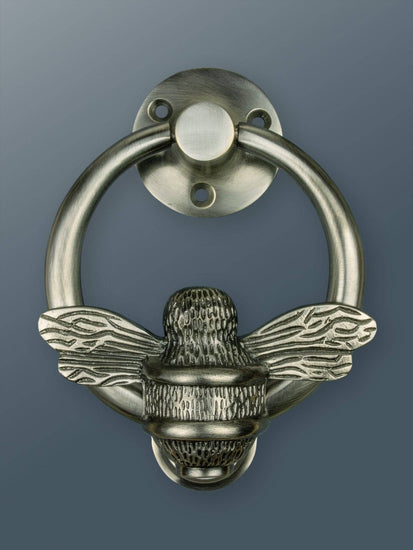 Brass Bumble Bee Ring Door Knocker - Pewter Finish - Brass bee