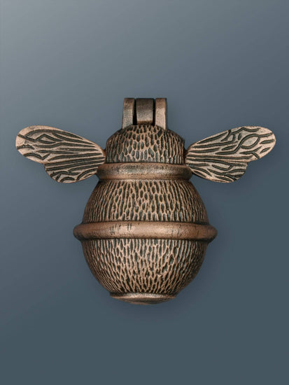 Brass Bumble Bee Door Knocker - Antique Copper Finish - Brass bee
