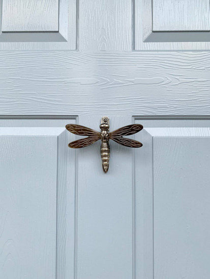 Brass Dragonfly Door Knocker - Pewter Finish - Brass bee
