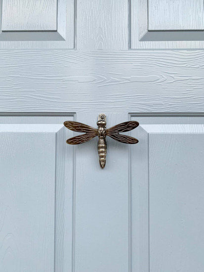 Brass Dragonfly Door Knocker - Pewter Finish - Brass bee