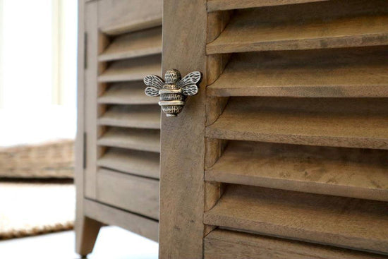 Brass Bee Drawer Cabinet Knob - Pewter Finish - Brass bee