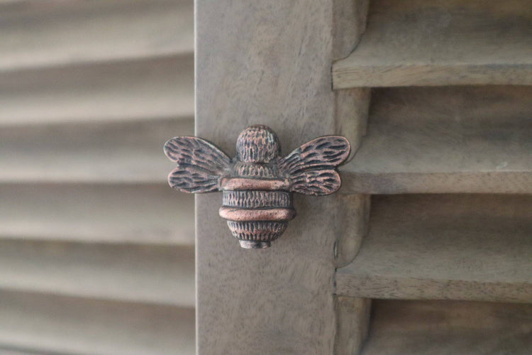 Brass Bee Drawer Cabinet Knob - Antique Copper Finish - Brass bee