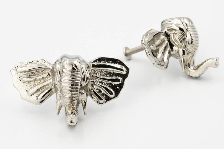 Brass Elephant Drawer Cabinet Knob - Nickel Finish - Brass bee
