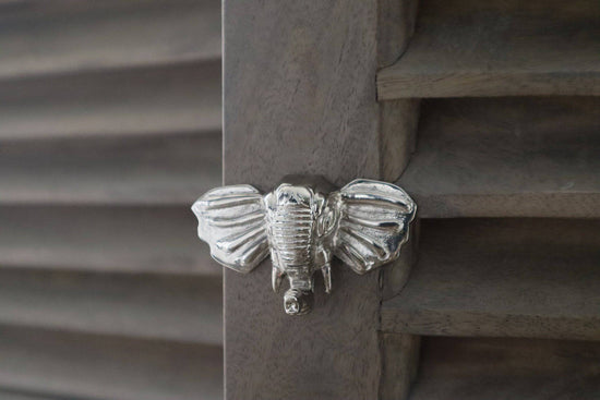 Brass Elephant Drawer Cabinet Knob - Nickel Finish - Brass bee