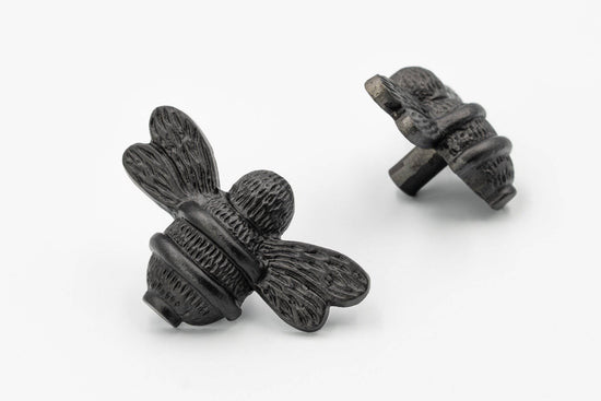Brass Bee Drawer Cabinet Knob - Black Finish - Brass bee