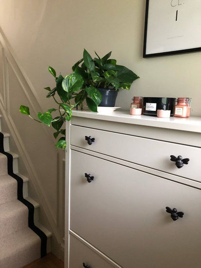 Brass Bee Drawer Cabinet Knob - Black Finish - Brass bee