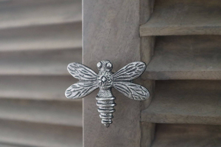 Brass Dragonfly Drawer Knob - Satin Finish - Brass bee