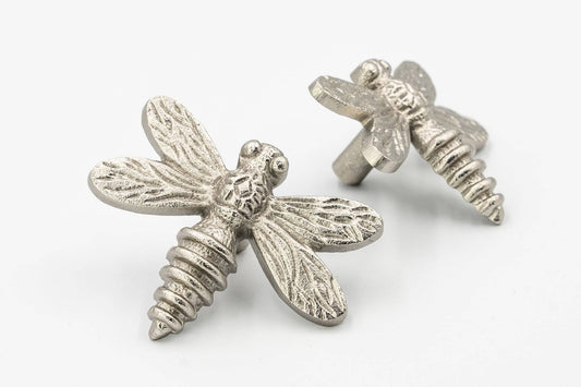 Brass Dragonfly Drawer Knob - Satin Finish - Brass bee