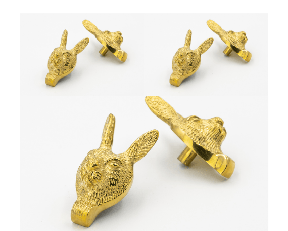 x6 Brass Hare Drawer Cabinet Knobs - Nickel, Brass & Rose Gold Finishes - Brass bee
