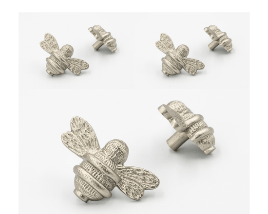 x6 Brass Bee Drawer Cabinet Knobs - Nickel, Brass, Rose Gold, Pewter, Black, Heritage & Satin Finishes - Brass bee
