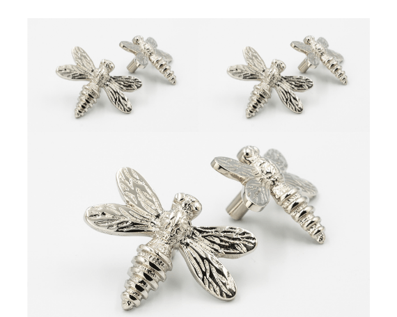 x6 Brass Dragonfly Drawer Cabinet Knobs - Nickel, Brass, Black, Satin, Copper, Pewter & Rose Gold Finishes - Brass bee
