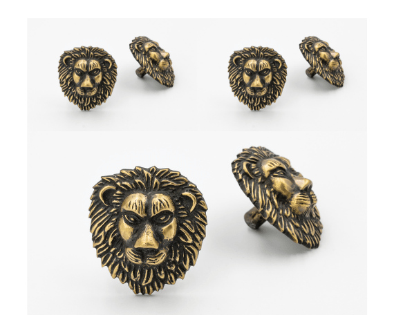 x6 Brass Lion Drawer Cabinet Knobs - Nickel, Brass, Rose Gold & Heritage Finishes - Brass bee