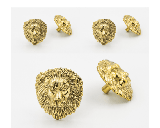 x6 Brass Lion Drawer Cabinet Knobs - Nickel, Brass, Rose Gold & Heritage Finishes - Brass bee