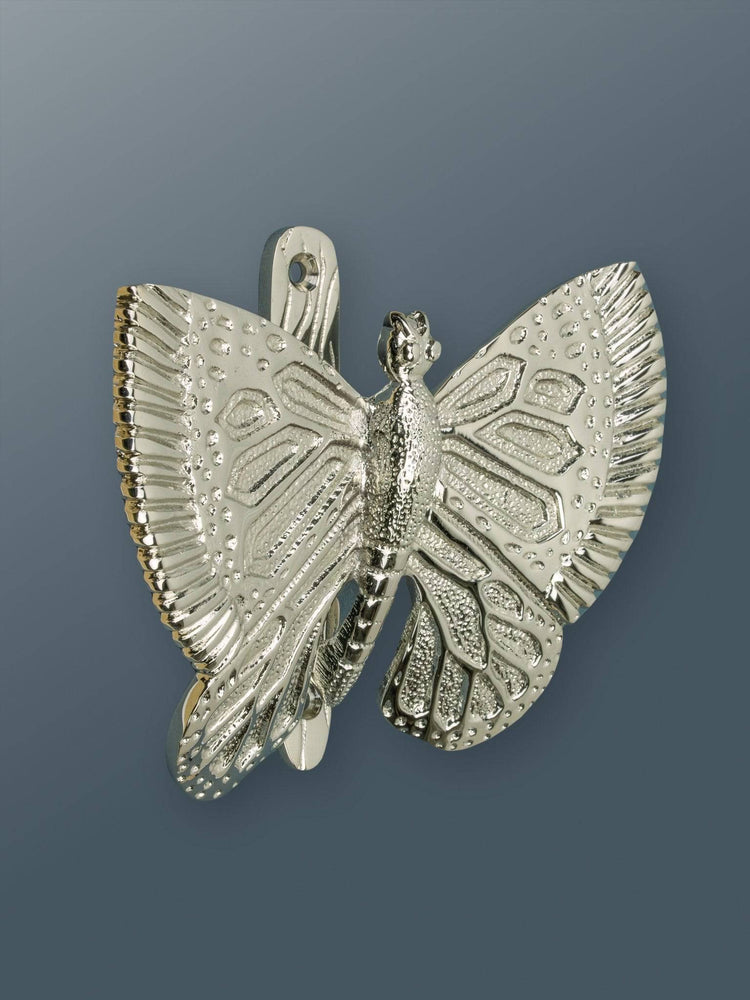 Brass Butterfly Door Knocker - Nickel Finish - Brass bee