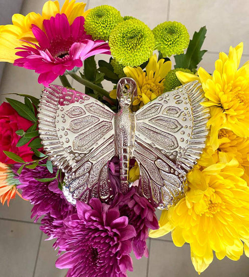 Brass Butterfly Door Knocker - Nickel Finish - Brass bee