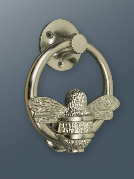 Brass Bumble Bee Ring Door Knocker - Satin Finish - Brass bee