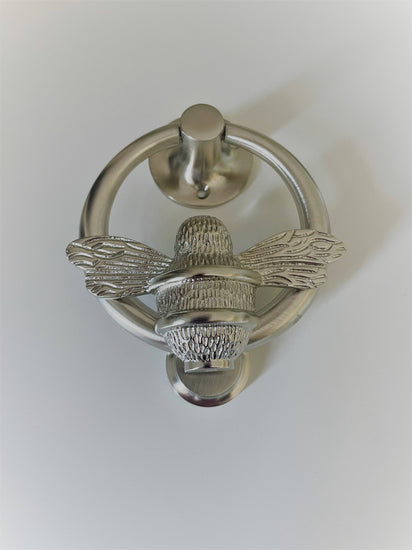 Brass Bumble Bee Ring Door Knocker - Satin Finish - Brass bee