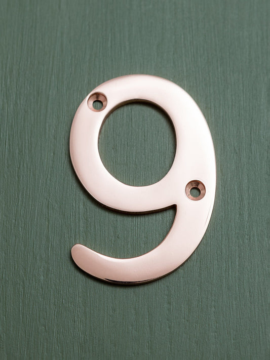 Brass bee 0-9 Screw Fixing Numerals in Rose Gold Finish - Brass bee