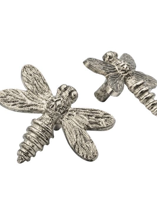 Brass Dragonfly Drawer Knob - Pewter Finish - Brass bee