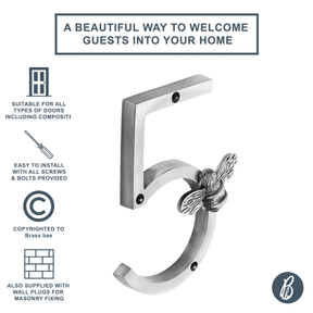 Brass bee Premium House Numbers with Bee in Pewter Finish 0-9 - Brass bee