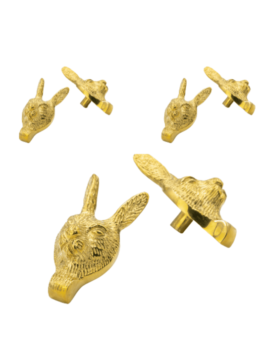 x6 Brass Hare Drawer Cabinet Knobs - Nickel, Brass & Rose Gold Finishes - Brass bee