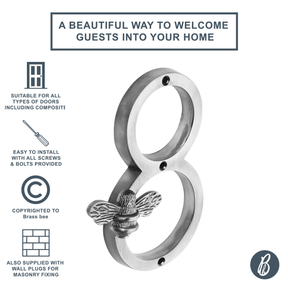 Brass bee Premium House Numbers with Bee in Pewter Finish 0-9 - Brass bee