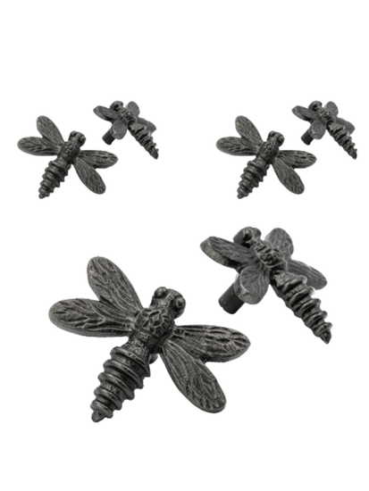 x6 Brass Dragonfly Drawer Cabinet Knobs - Nickel, Brass, Black, Satin, Copper, Pewter & Rose Gold Finishes - Brass bee