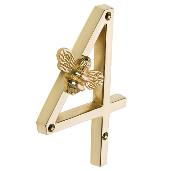 Brass bee Premium House Numbers with Bee in Brass Finish 0-9 - Brass bee