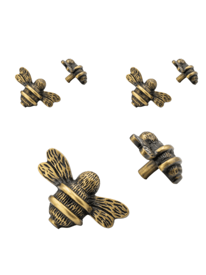 x6 Brass Bee Drawer Cabinet Knobs - Nickel, Brass, Rose Gold, Pewter, Black, Heritage & Satin Finishes - Brass bee