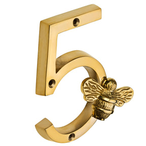 Brass bee Premium House Numbers with Bee in Brass Finish 0-9 - 4 Inch Pre-order (1-2 weeks) - Brass bee
